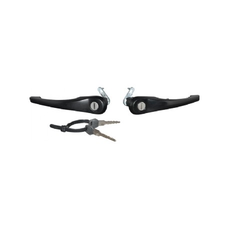 Door Handle Set With Lock Cylinder And Keys, Left/Right, Black