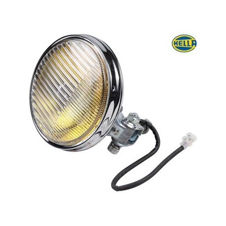 Fog Light, left(right chrome, with yellow glass, type Hella 118, with bulb, with e-mark