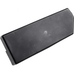 Cover for fuse box, black plastic. Positioned in luggage compartment