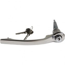 Door handle with lock cylinder and key, chrome, left