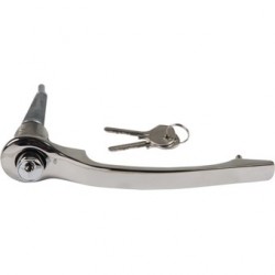 Türgriff mit Schliesszylinder und Schlüssel, Chrom, rechts