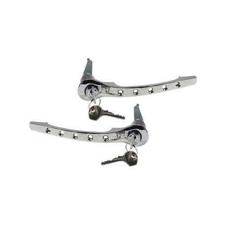 Türgriffsatz mit Löcher, Chrom, links/rechts, mit Schliesszylinder und Schlüssel