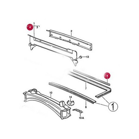 Profile rail for cross member, rear, engine bay, 1 meter