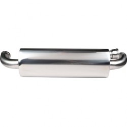 Sportschalldämpfer mit 2 Ausgängen und Block-Off Möglichkeit an einer Seite, Edelstahl, poliert. Mit TÜV