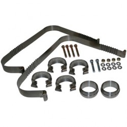Mounting kit for rear exhaust, with clamps, straps, nuts & bolts