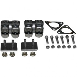 Mounting kit for catalytic converter with clamps, gaskets, nuts & bolts